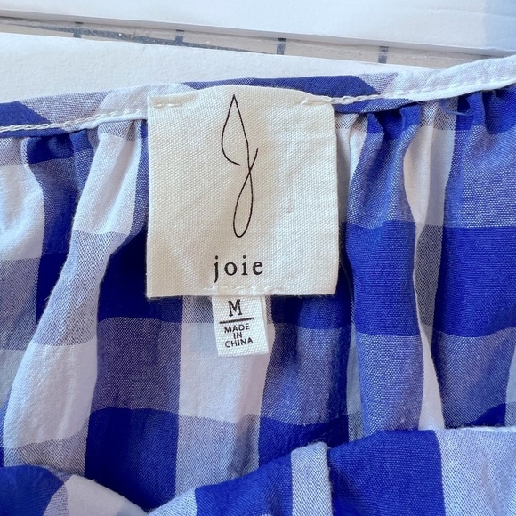 Blue Checkered Ruffle Sleeve Top - Picture 3 of 6